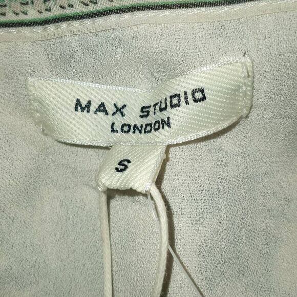 MAX STUDIO LONDON GREEN & CREAM FLORAL DRESS SZ.S NWT - Picture 6 of 9